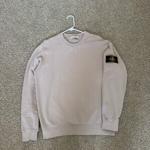 Stone Island Beige Crewneck Sweatshirt with Compass Patch